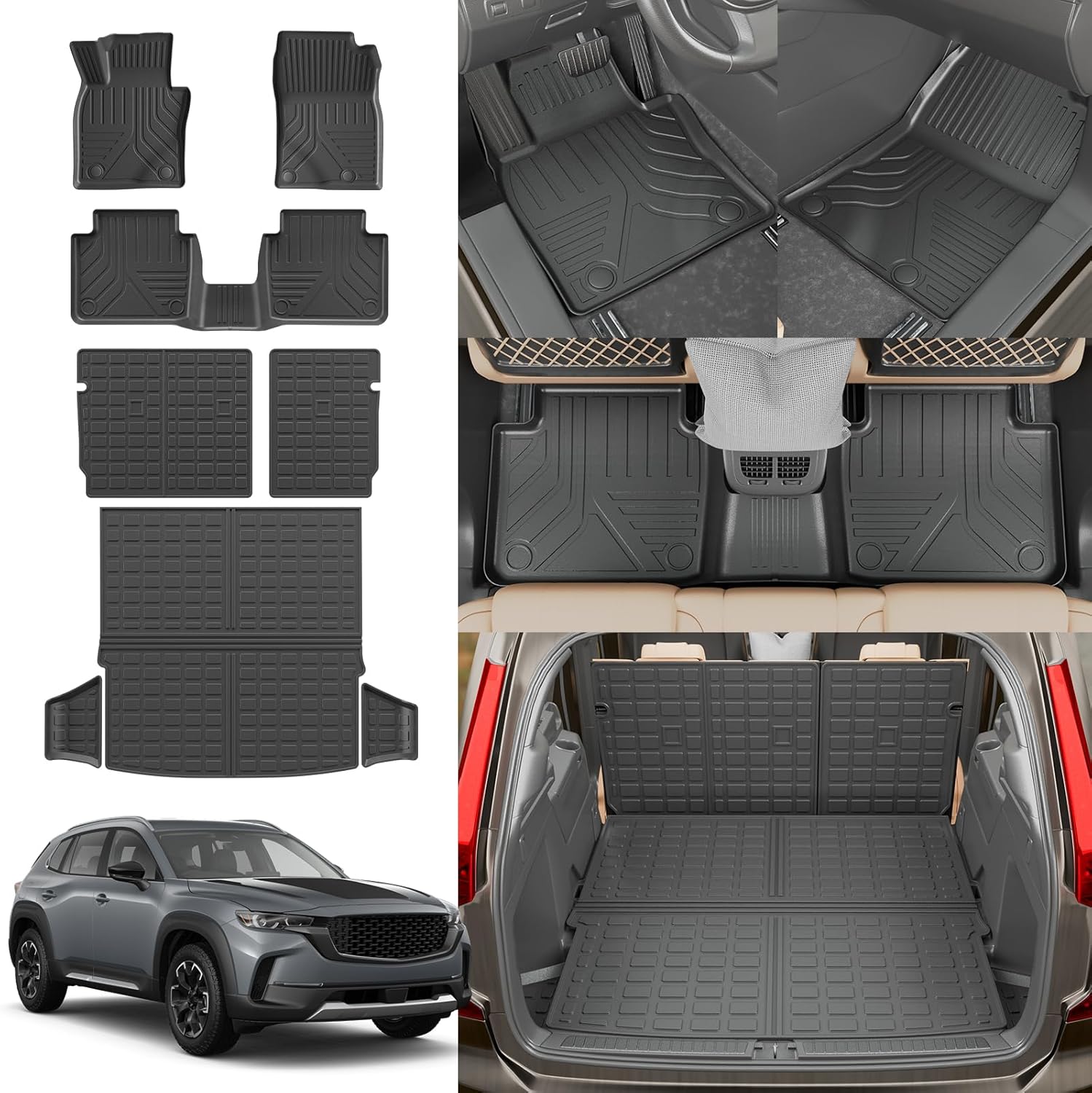 Rongtaod Floor Mats Compatible with 2023 2024 2025 Mazda CX50 Cargo Mat Cargo Liner Trunk Mat Trunk Liner Back Seat Cover Protector CX-50 Accessories (Floor Mats+Trunk Mat+Backrest Mats)
