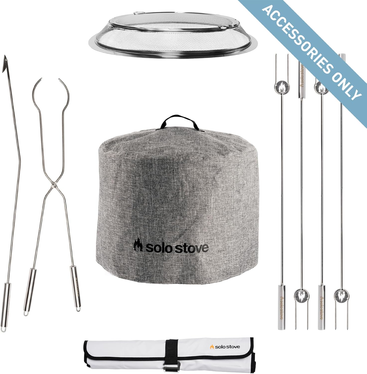 Solo Stove Bonfire Accessory Bundle - Shield, Shelter, Roasting Sticks, Tools for Fire Pit
