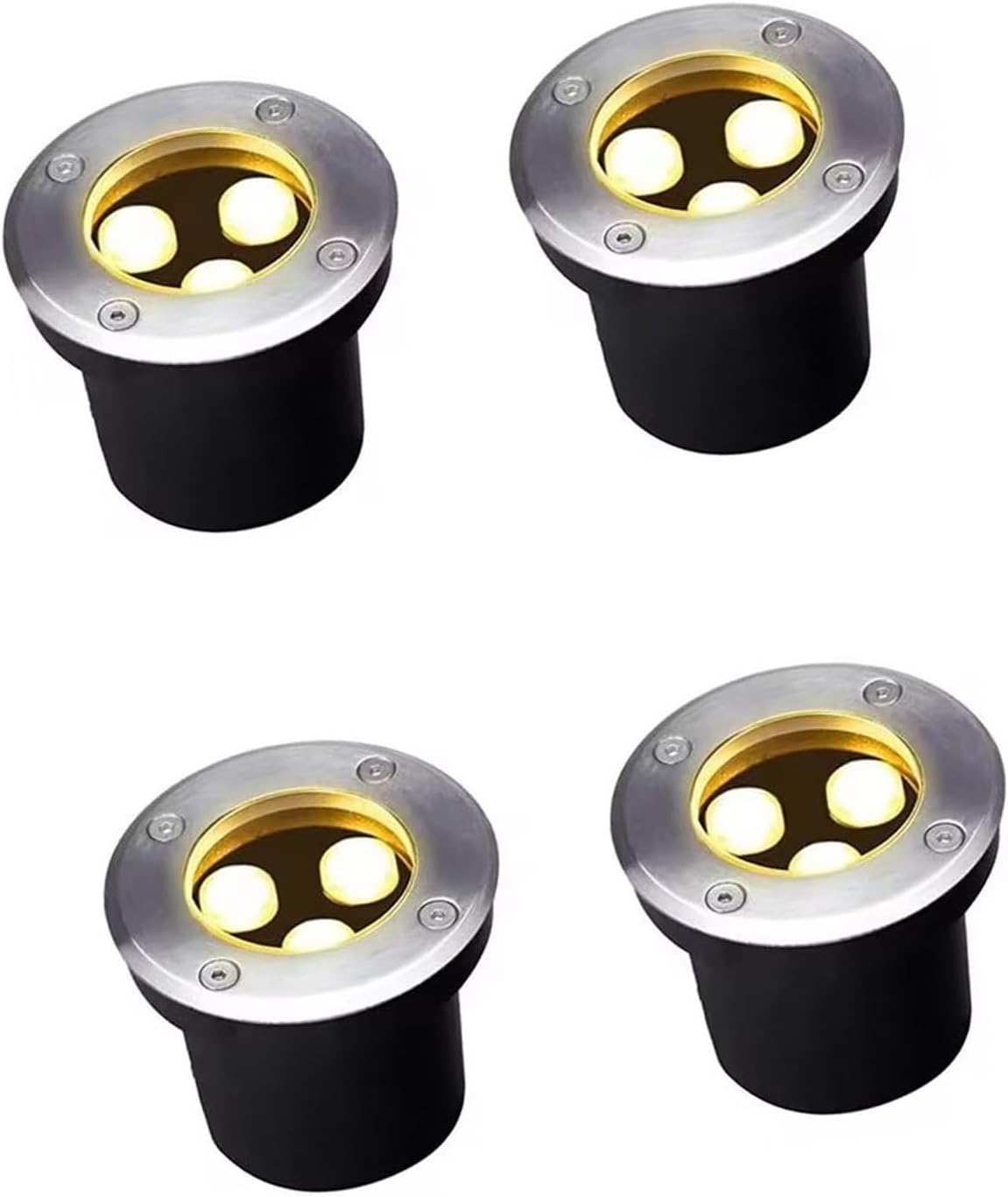 4PCS Outdoor Buried Lamp - LED Landscape Lights - 3W Ring Fountain RGB Ground Recessed Spotlight, Ground Spot Lights, IP67 Garden Recessed Floor Lamp(RGB,24V)