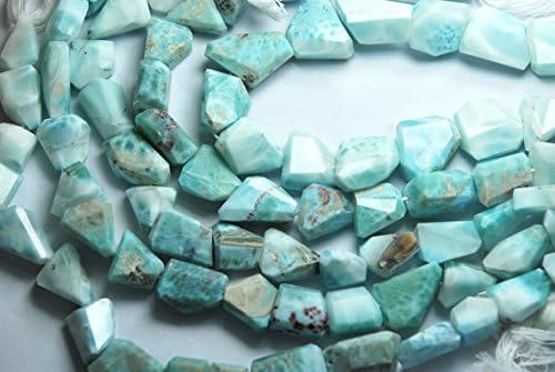 13 inch natural beads strand of 21-13mm faceted nugget larimar gemstone beads for DIY jewelry - necklace, bracelet, earring, ring.