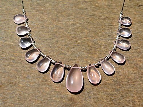 13 inch natural beads strand of 20.x13-10x7mm smooth pear rose quartz gemstone briolletes beads for DIY jewelry - necklace, bracelet, earring, ring.