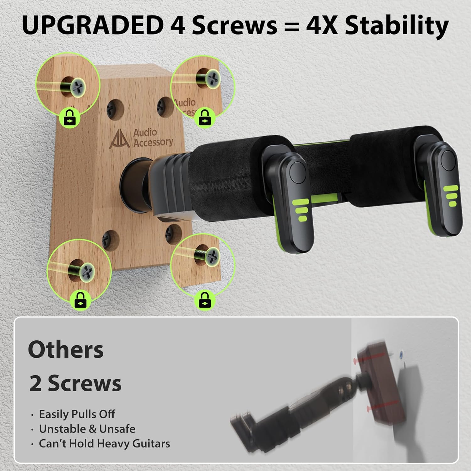 Guitar Wall Mount 1 Pack with Right Angle Guitar Cable 100 ft 1 Pack