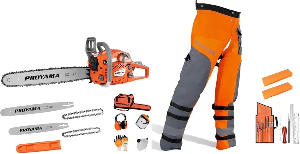 PROYAMA 62CC Gas Powered Chainsaw with 40-42inch Chainsaw Chaps