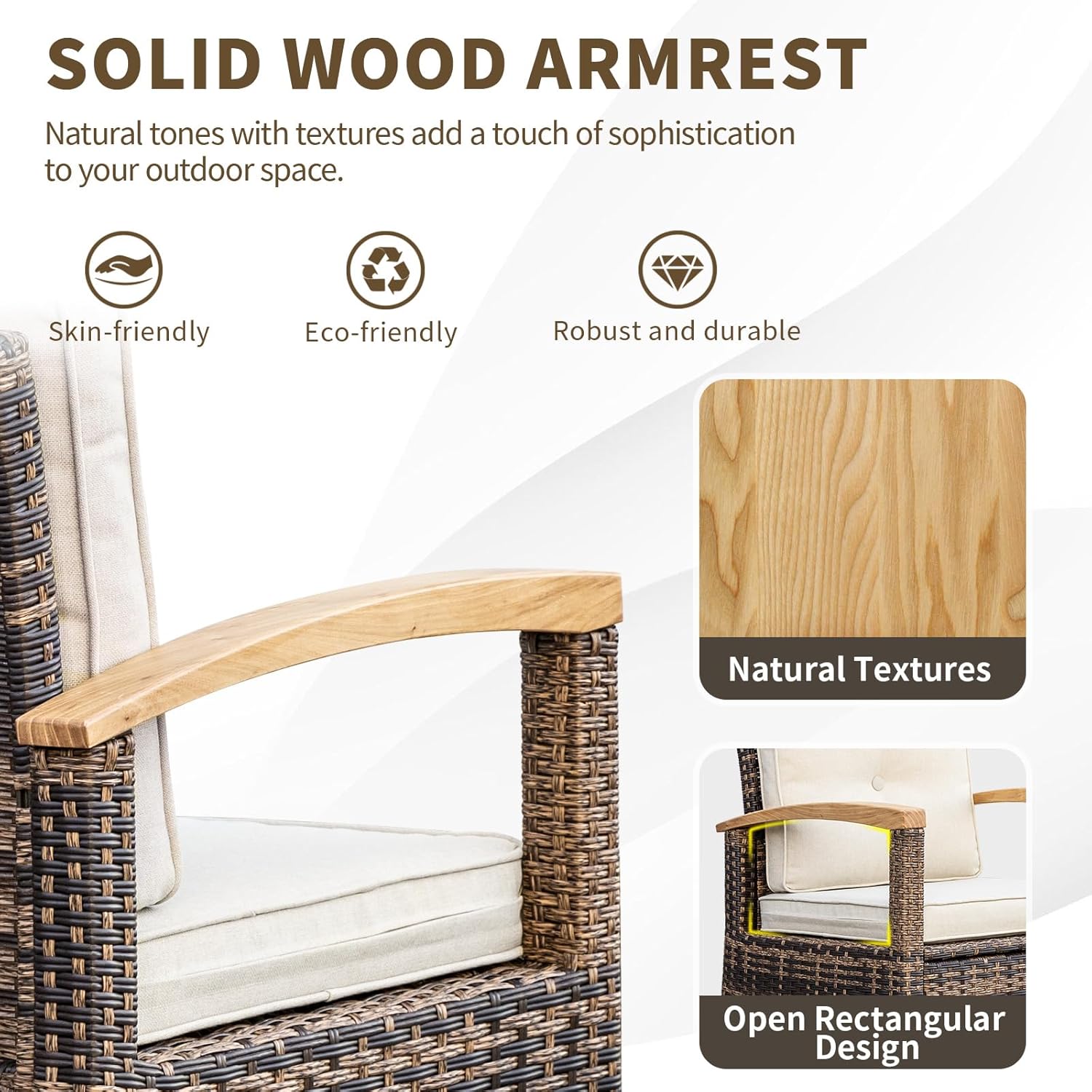 MEISSALIVVE 10 Pieces Patio Furniture Sets with Fire Pit Table, Wicker Outdoor Conversation Sets with 4 Swivel Rocker Chairs, 2 Single Chairs, 2-seat Sofa and Side Table(Brown)