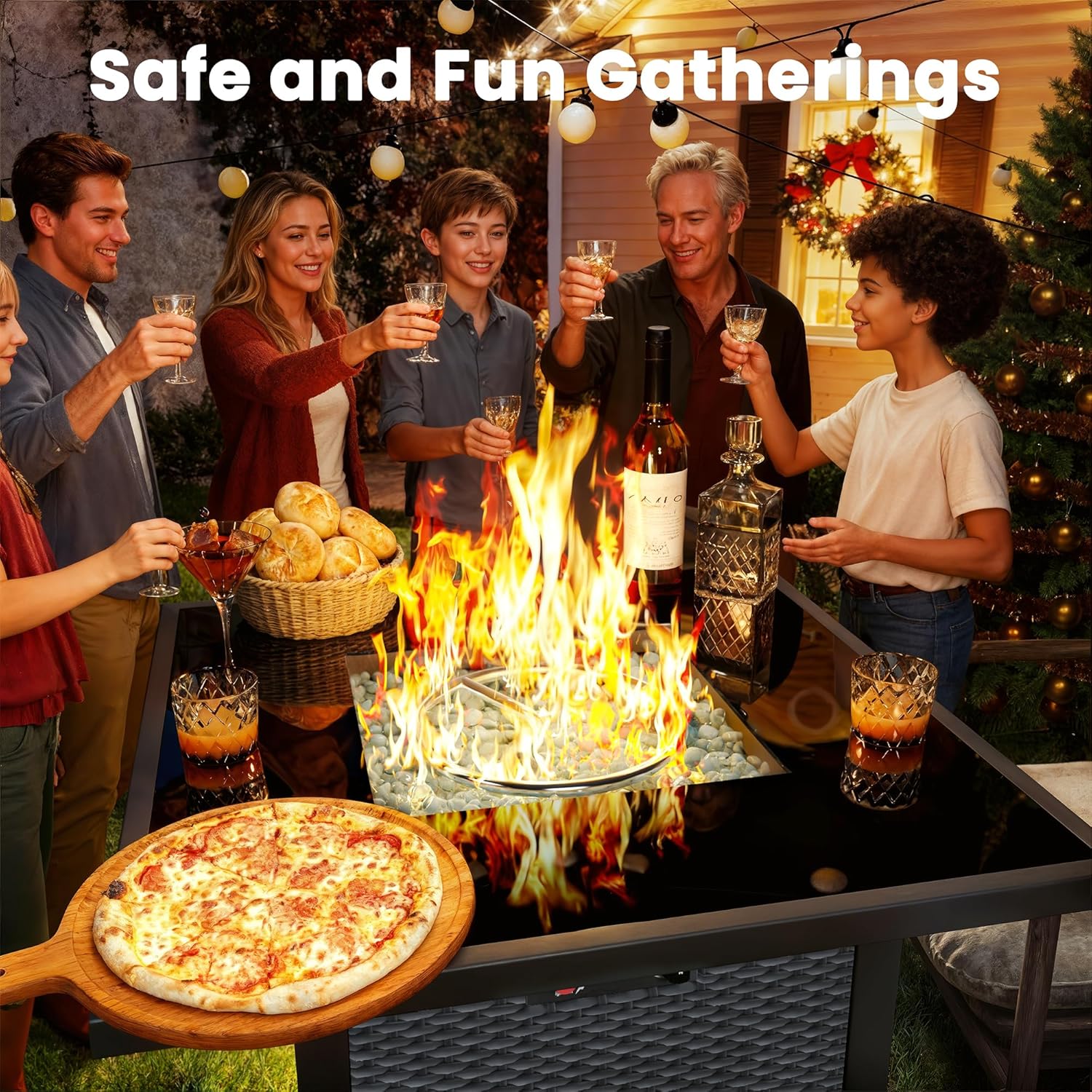 Propane Fire Pit Table, Outdoor Fire Pit Table, 28