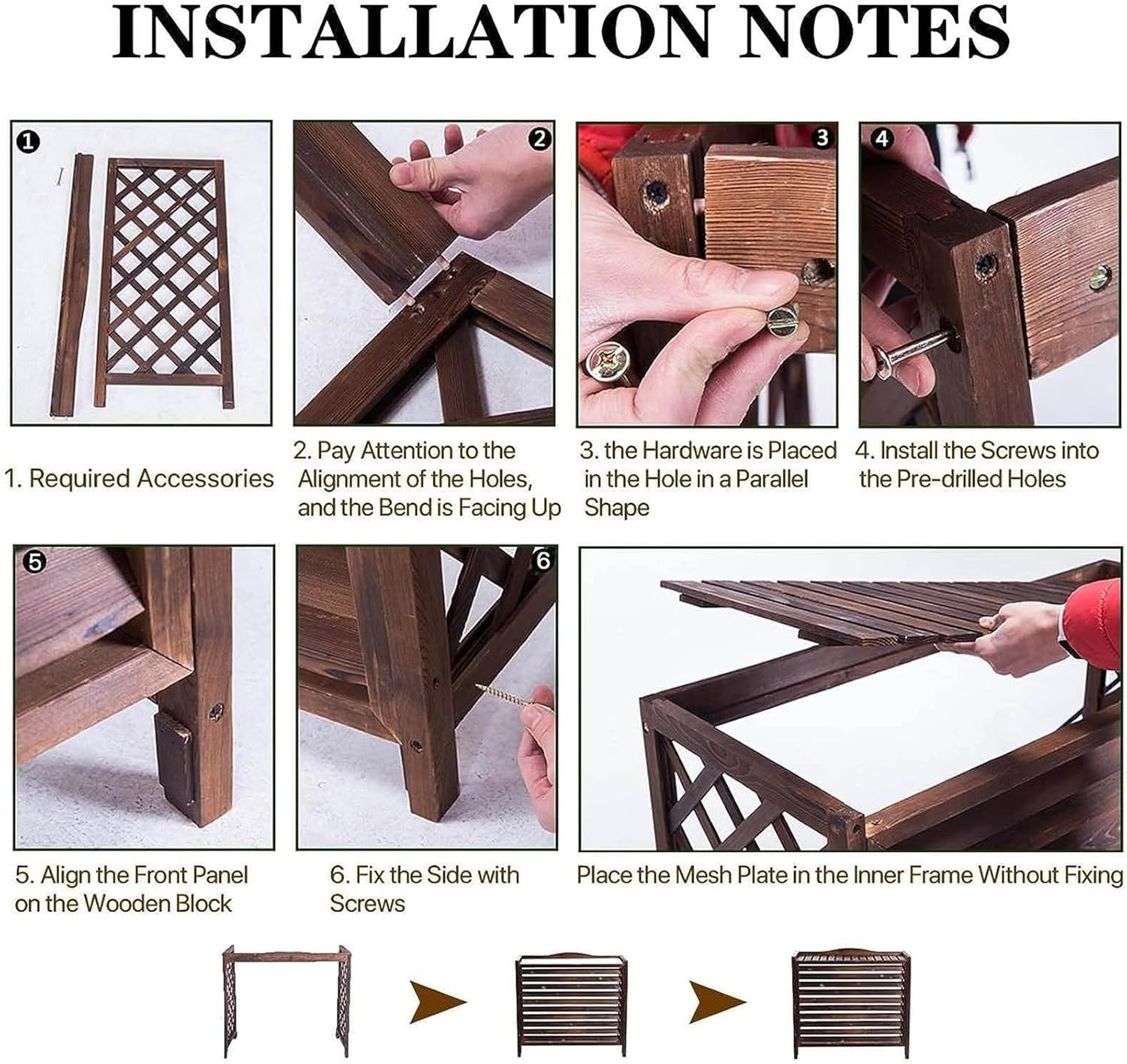 Weatherproof Air Conditioner Fence Screen Air Conditioner Rack Outdoor Radiator Covers, Solid Wood Cover Outdoor Plant Rack, Brown Grid Conditioning Shell Blinds Outer Cover Louvered ( Size : 100x43x9