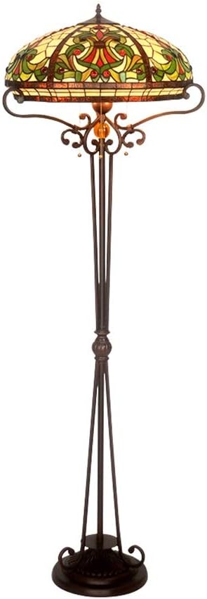 Floor Lamp Standing Lamp for Bedroom Floor Lamp Stained Glass 3 Lights Antique Base for Living Bedside Reading Bedroom Coffee Gifts
