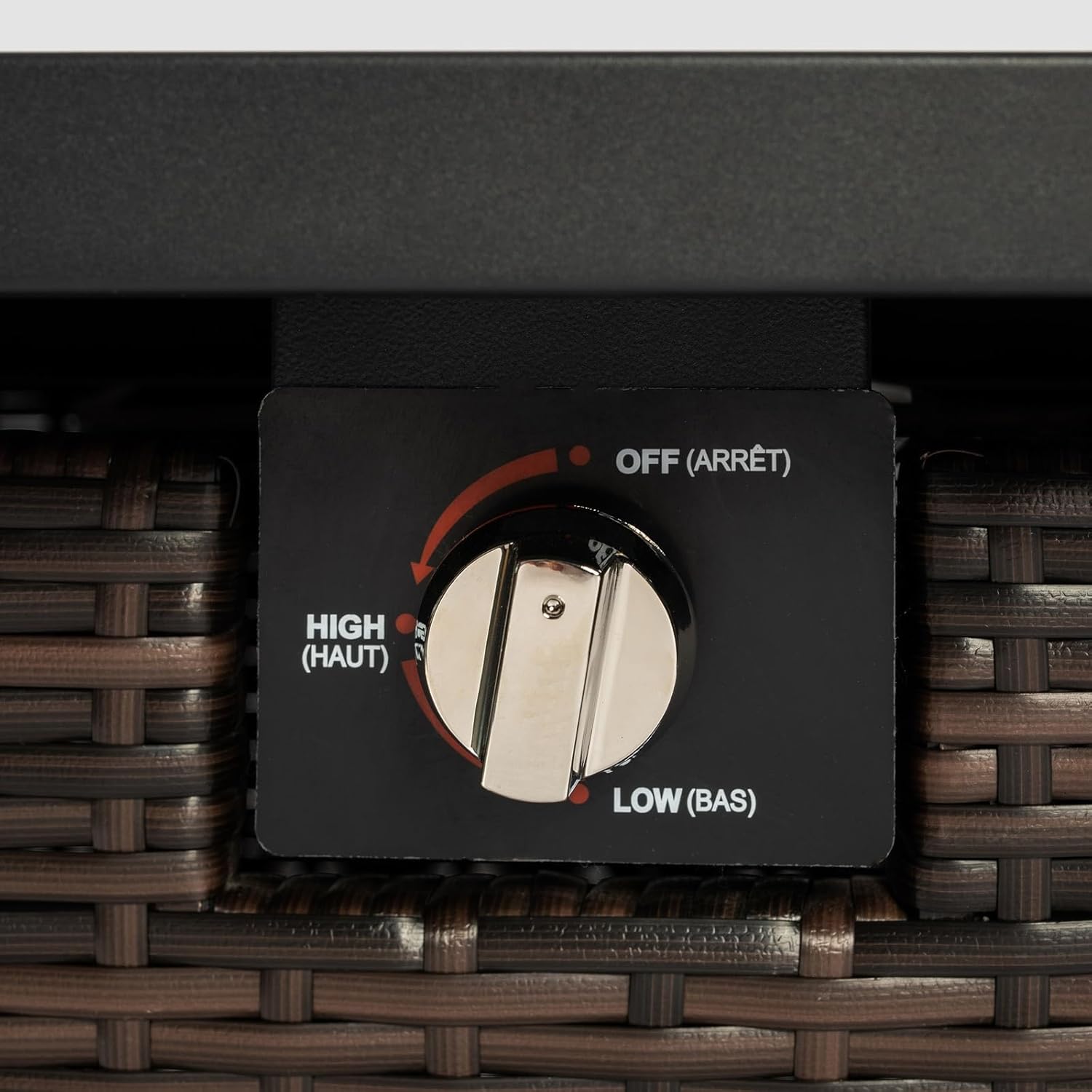 Penau 28inch Wicker Square Fire Pit Table, Durable PE Wicker Body, Steel Tabletop, Adjustable Flame Control, Perfect for Patio, Black Brown