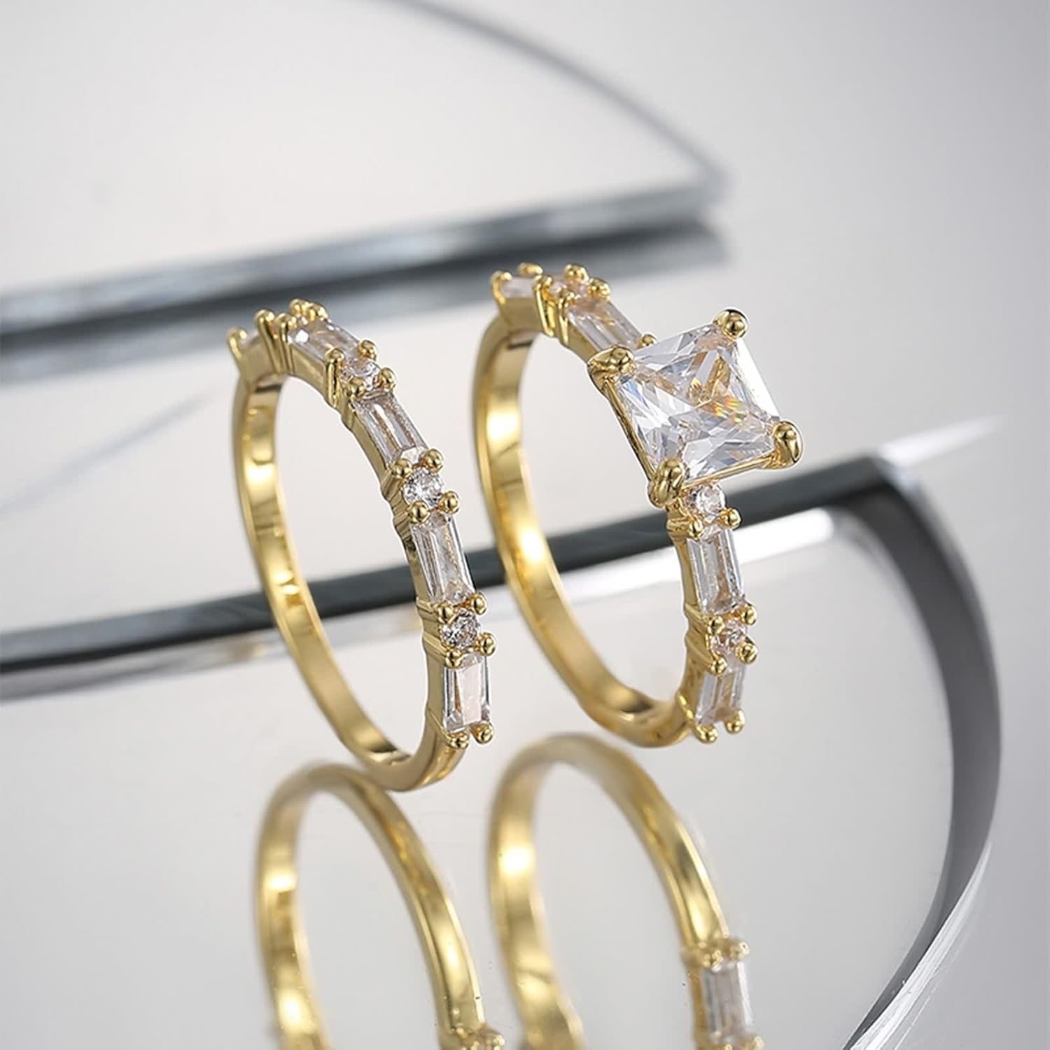 Wedding Band for Women Moissanite, Simple Rings Classic Jewelry 9K/14K/18K Yellow Gold for Valentine's Day