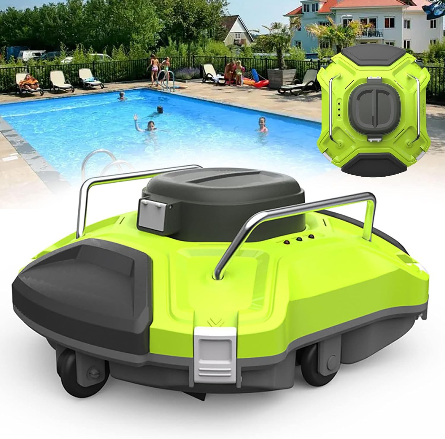 Cordless Automatic Pool Cleaner (120Min Battery Life), Pool Vacuum (18° 25°Climbing), Robotic Pool Cleaner(Display Light Buzzer), for Pool Up to 800 Sq.Ft