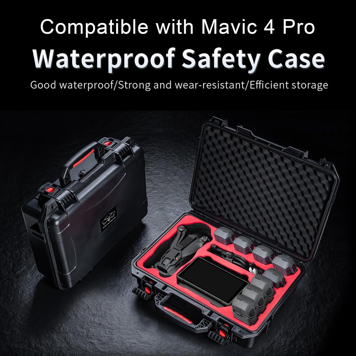 Mavic 4 Pro Case, Waterproof Hard Carrying Cases for DJI Mavic 4 Pro Creator/Fly More Combo, Perfect Storage Bag for RC Pro2/RC 2 Remote Controller and Other Drone Accessories (Case Only)