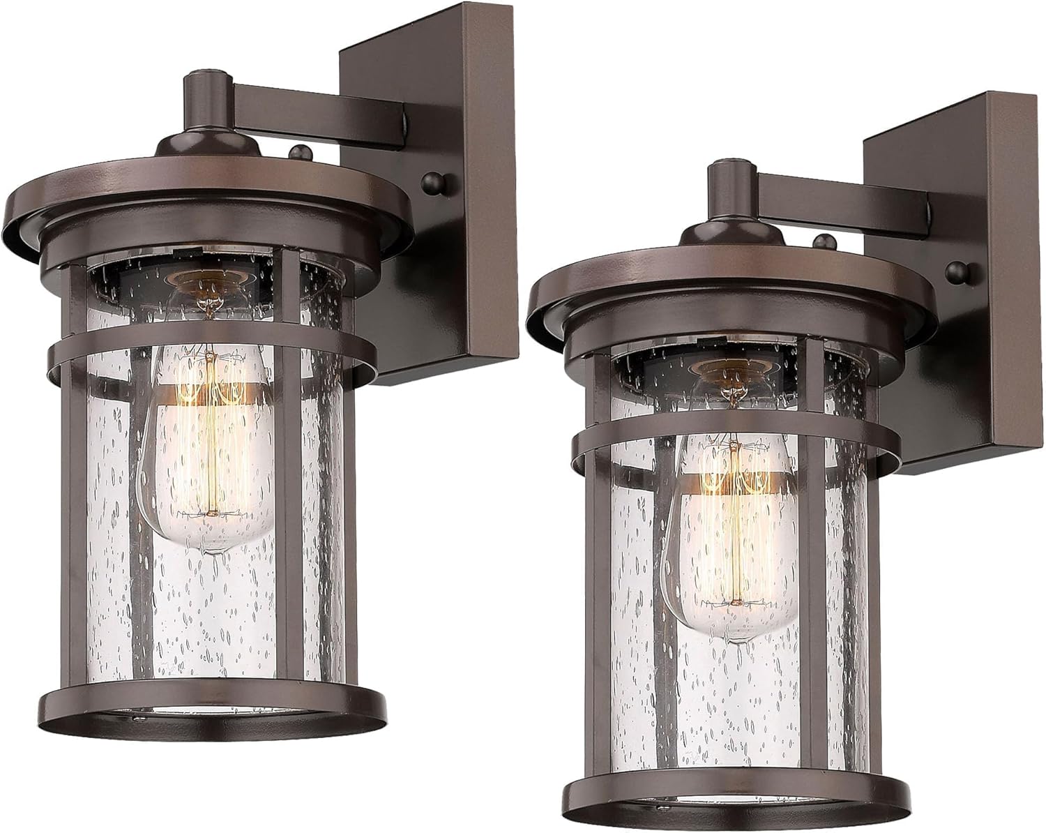 Outdoor Wall Sconces, Exterior Lantern Lighting Fixture, Mounted Lights for Patio, Porch, Garden, Balcony (Bronze, 12