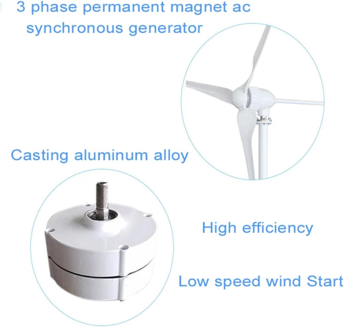 Low Speed 100W 200W 12V 24V Gearless Permanent Magnet Generator for Wind Turbines and Water Turbines Low Starting Speed for Home(Single Shaft,12V_200W)