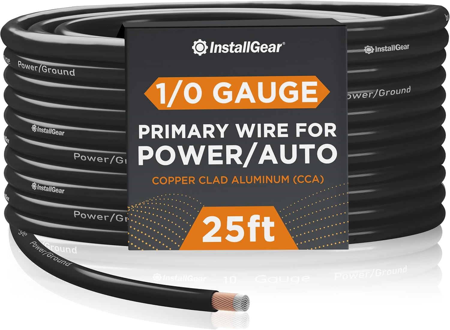 InstallGear 1/0 Gauge Wire (50ft) Copper Clad Aluminum CCA - Primary Automotive Wire, Car Amplifier Power & Ground Cable, Battery Cable, Car Audio Speaker Stereo, RV Trailer Wiring Welding Cable 1/0ga