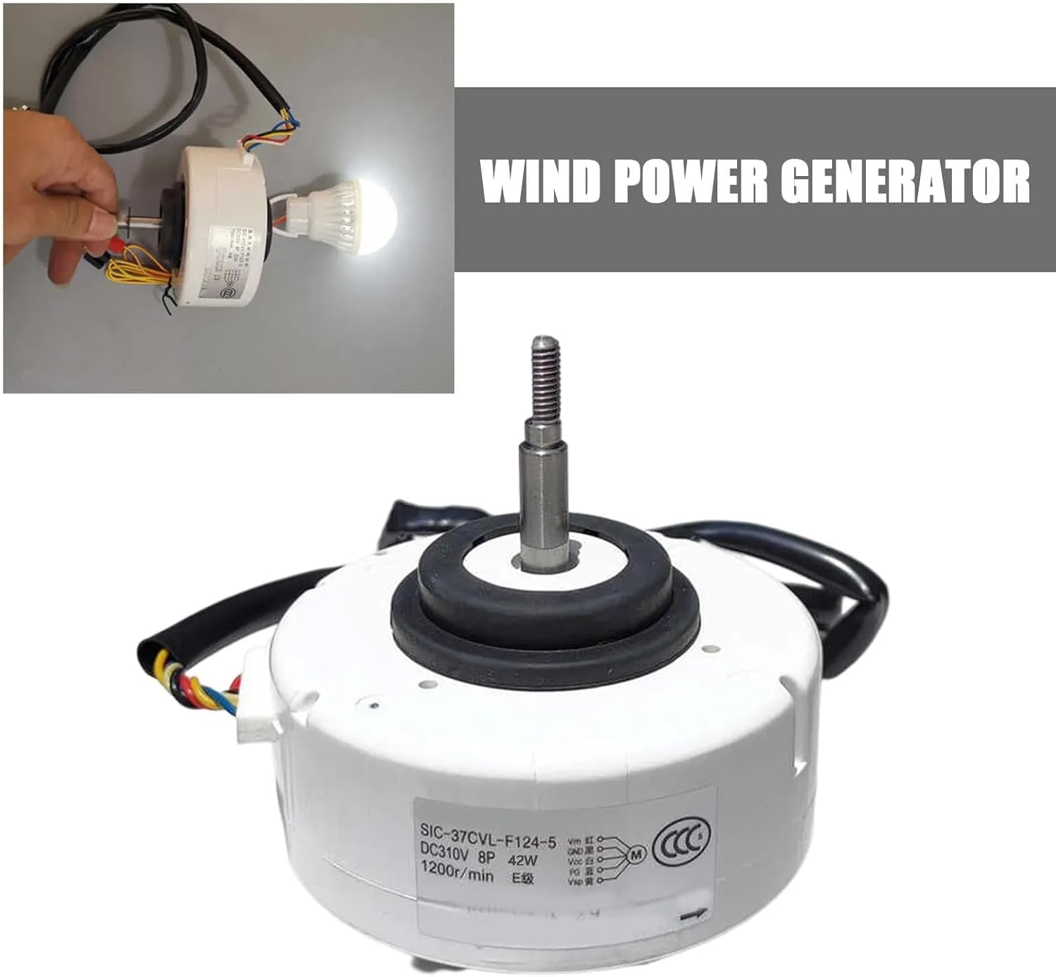 42W Brushless Wind Turbine Generator DIY Three-phase Wind Turbine Generator Windmill Hand Crank AC/DC Three-phase Outdoor