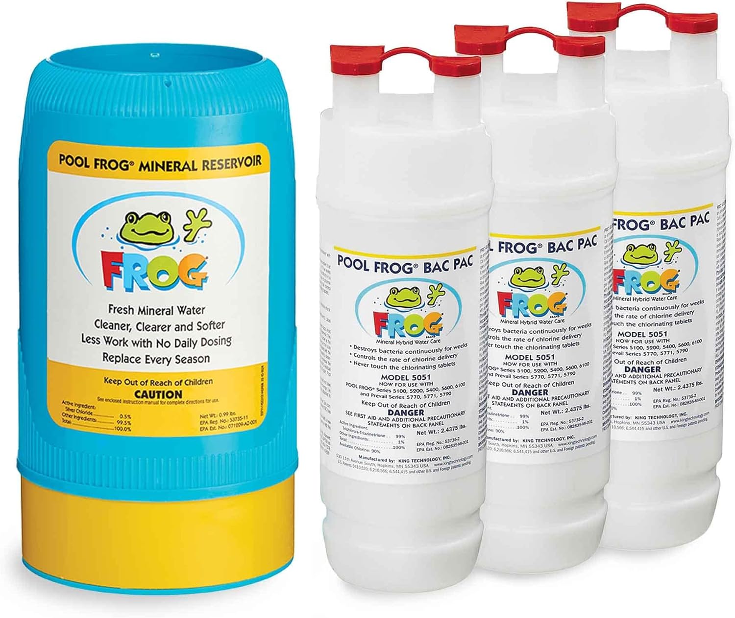 FROG Replacement Mineral Reservoir for use with Pool FROG Model 6100 Cycler - Prefilled Mineral Cartridge for Quick & Easy Pool Sanitization - Pool Opening Bundle