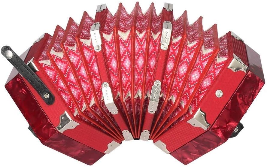 Button Anglo Concertina Concertina Accordion 20 Key Anglo-Style Concerto Portable Hexagon Accordion Adult Child Junior Professional Playing Musical Instrument Festival Birthday Gift