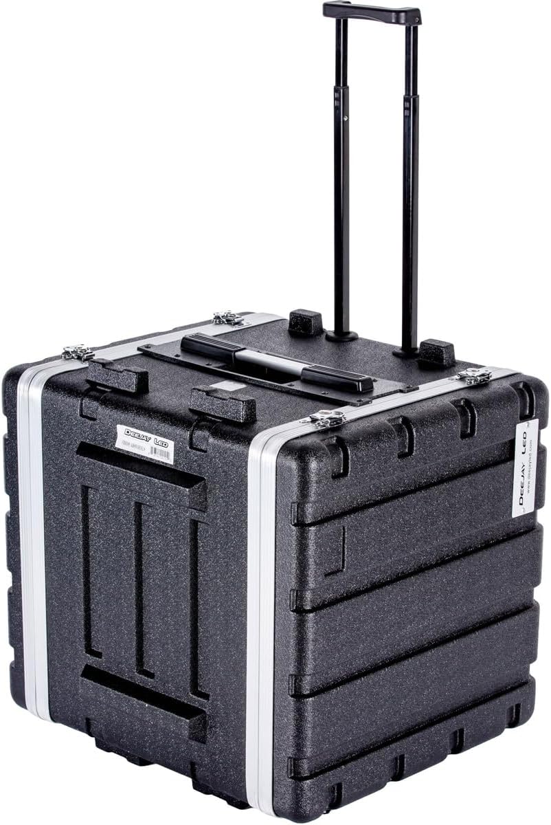 TBH10UABSWHEELS Professional Fly Drive Case -10u Space ABS Molded for Tough Durable Interior & Exterior Case For 19-IN Amplifier for Equalizer DJ Effects Unit w/Pull Out Handle & Wheels