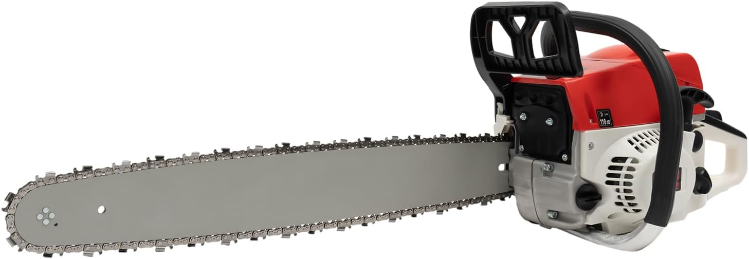 52CC 22-Inch Gasoline Chainsaw, 2.68HP 2-Stroke Gasoline Powered Chain Saw, Handheld Cordless Chainsaw for Tree Cutting, Wood, Forest, Garden, and Farm Work(Red)