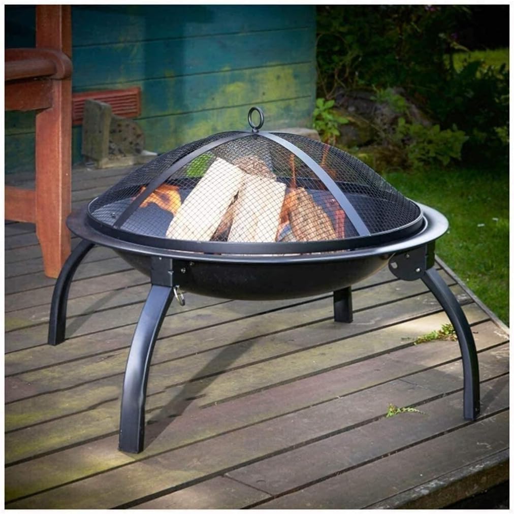 Fire Pits Outdoor Wood Burning Outdoor Fire Large Bonfire Wood Burning Patio Coal Grill Firepit for Outside Grill Charcoal Smokeless Grill with Spark Screen with Cover BBQ Cooking for Outside Camping