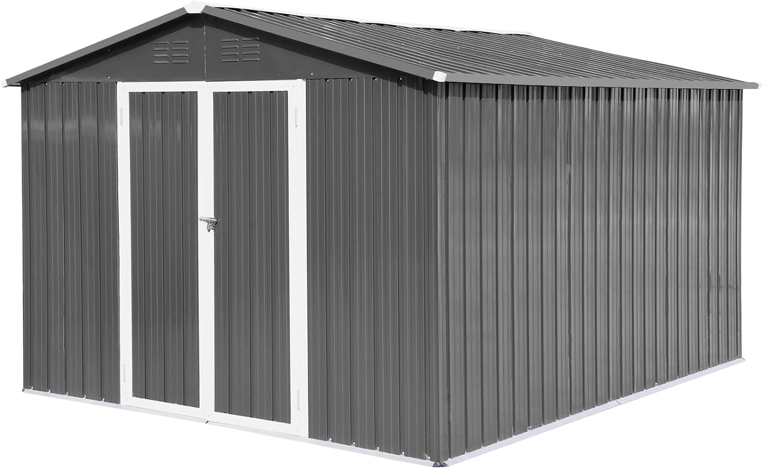 Outdoor Storage Shed, Steel Utility Tool Shed Storage House with Door & Lock, Metal Sheds Outdoor Storage for Garden Patio Lawn Poolside for Bicycles, Tools, Lawnmowers (Grey)