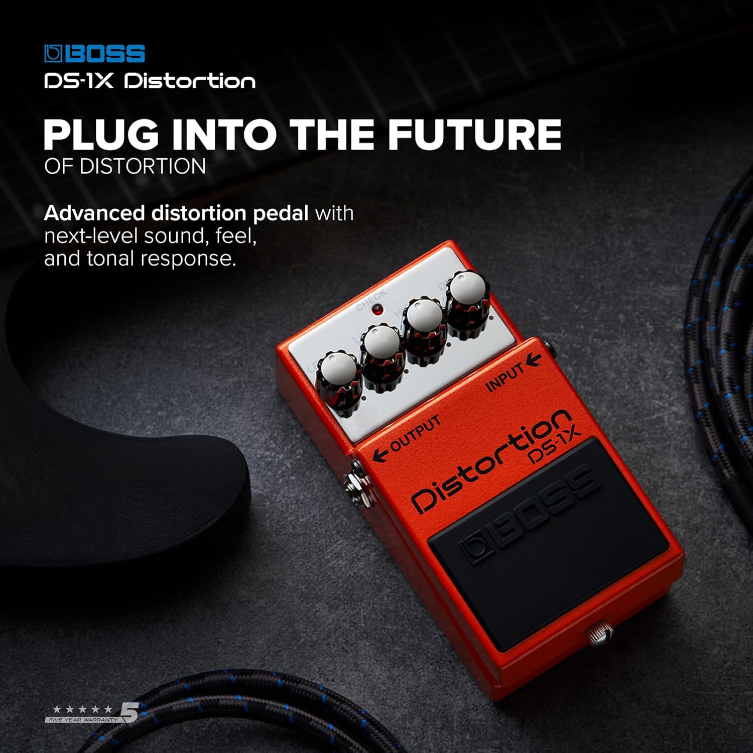 BOSS DS-1X Distortion | Advanced Guitar Effect Pedal Powered by MDP Technology | High-Def Distortion for Modern Players from Crunch to Mega-Gain | Powerful Real-Time Processing | 5-Year Warranty