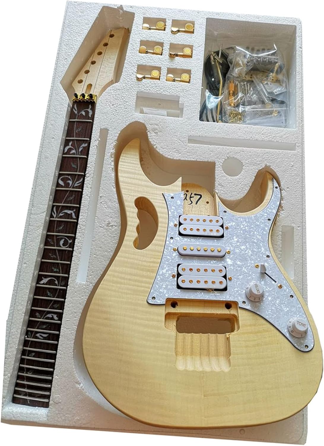 Beginner DIY Guitar Body Kit Basswood Body Rosewood Fingerboard Complete Electric Guitar Building Set Unfinished Guitar Set