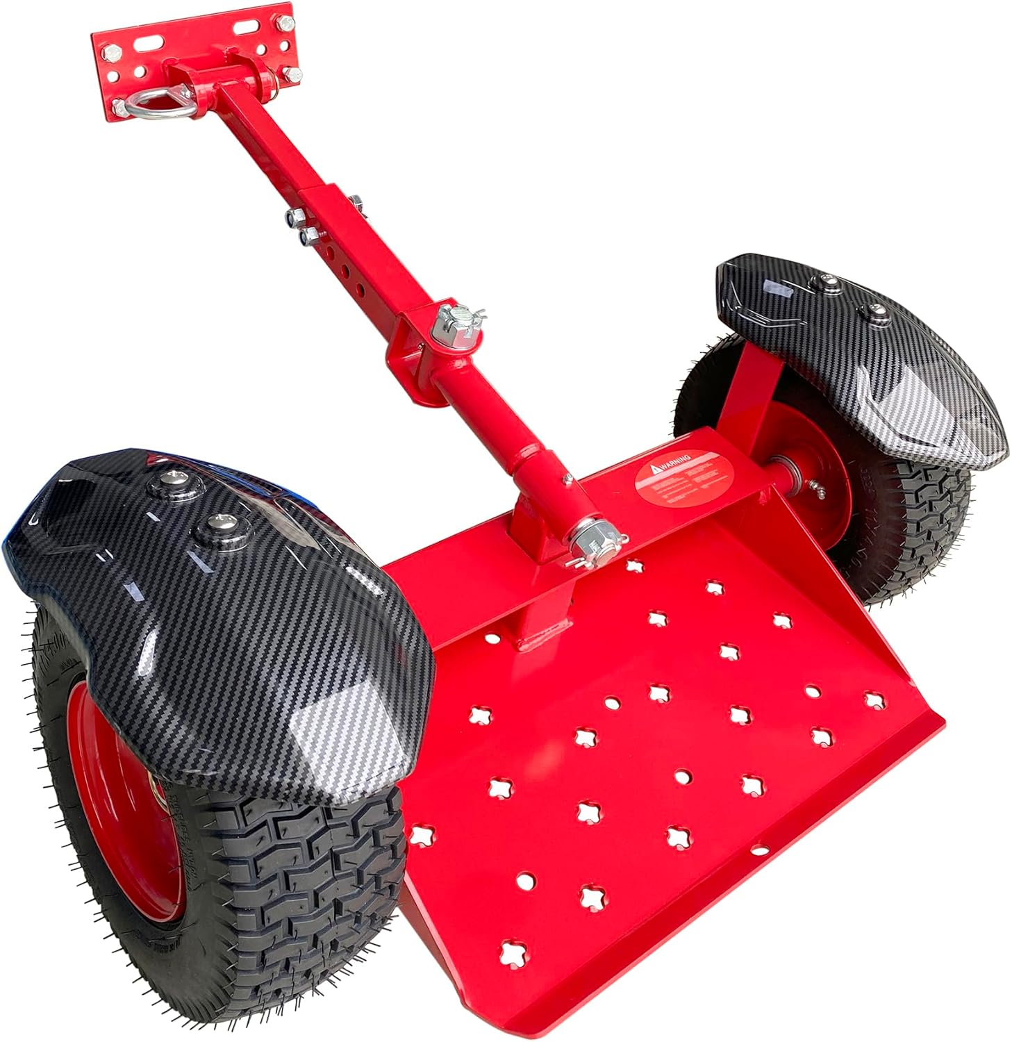 Two Wheels Lawn Mower Sulky Red Steel Structure Flexible Steering Wear Resistant Vacuum Wheel for Lawn and Landscape Professionals