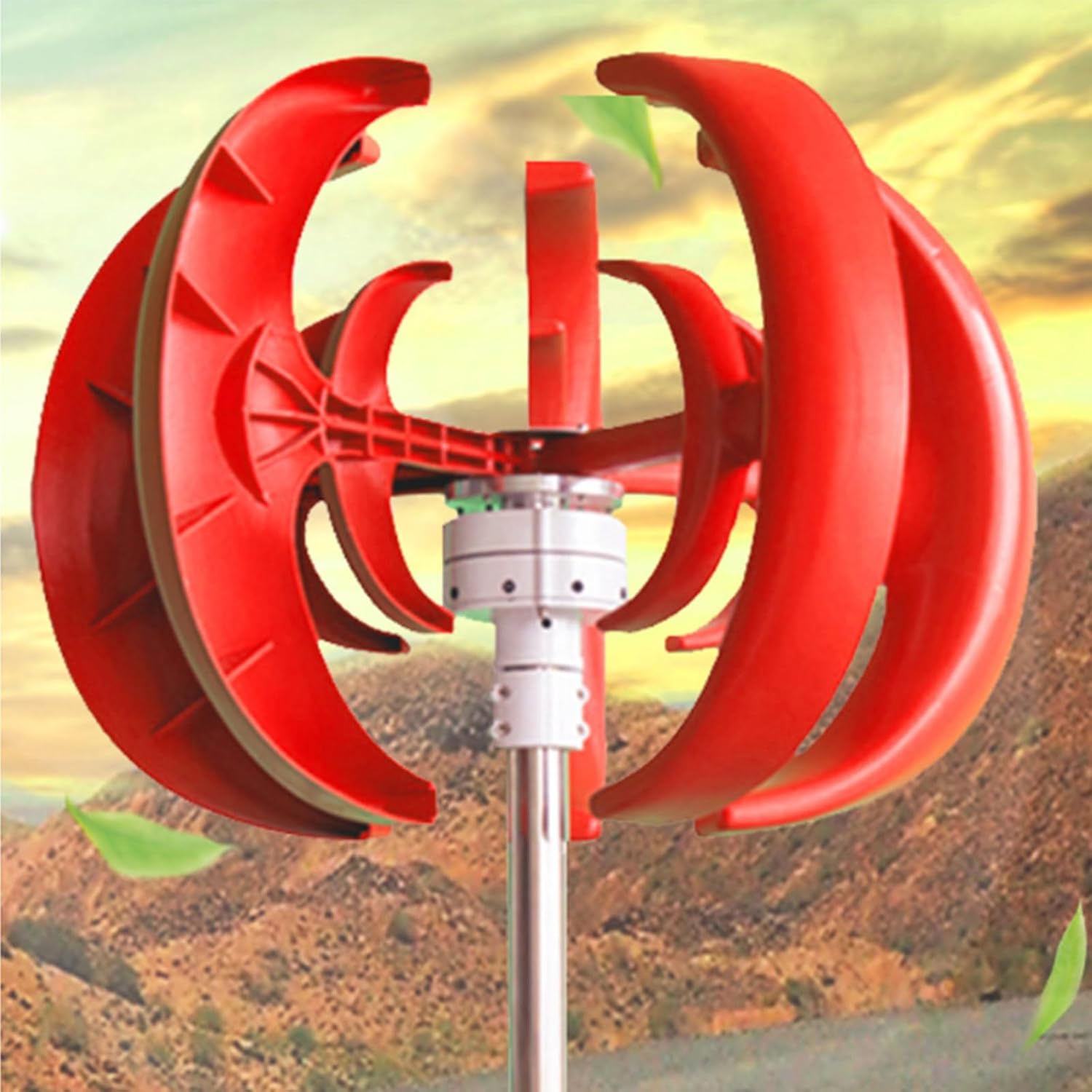 12V 24V 48V 5 Blades Wind Turbine Generator 5000W Lantern Vertical Axis Motor Kit for Home Hybrids Streetlight Use System