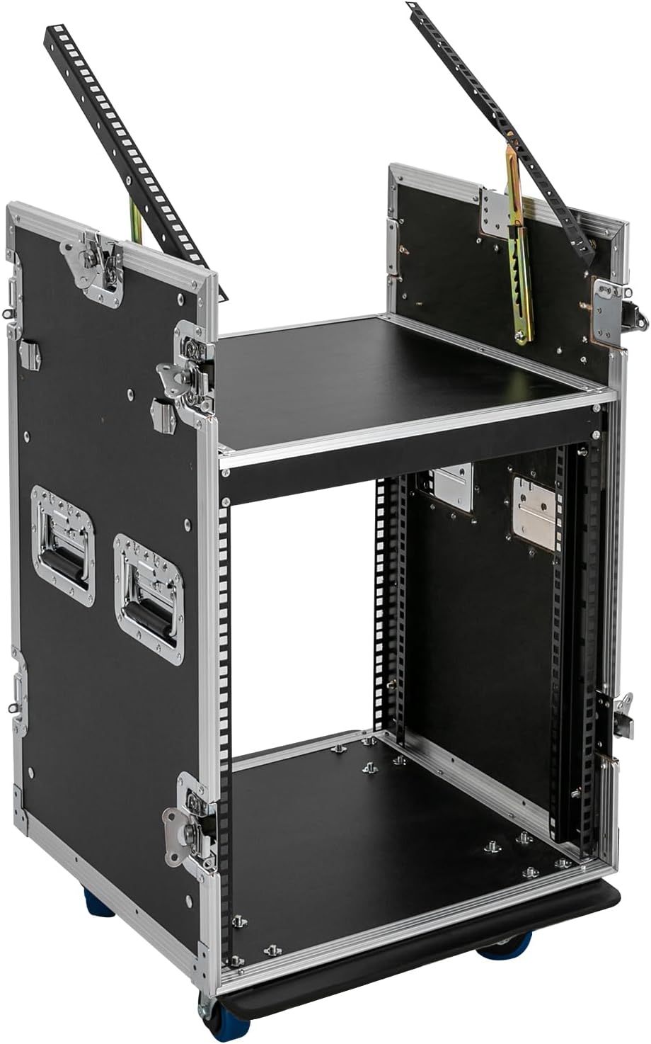 12U PA DJ Rack Speaker Cabinet, Network & Stereo Rack, Double-Layer Design Four-Wheel Professional Audio Amplifier Effects Cabinet, Suitable for Recording Studios, Home Theaters, KTV, Wedding Parties