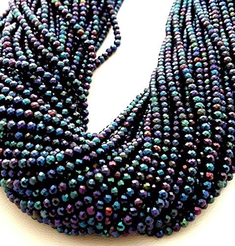 13 inch natural beads strand of 3-3.5mm faceted rondelle black spinel gemstone beads for DIY jewelry - necklace, bracelet, earring, ring.