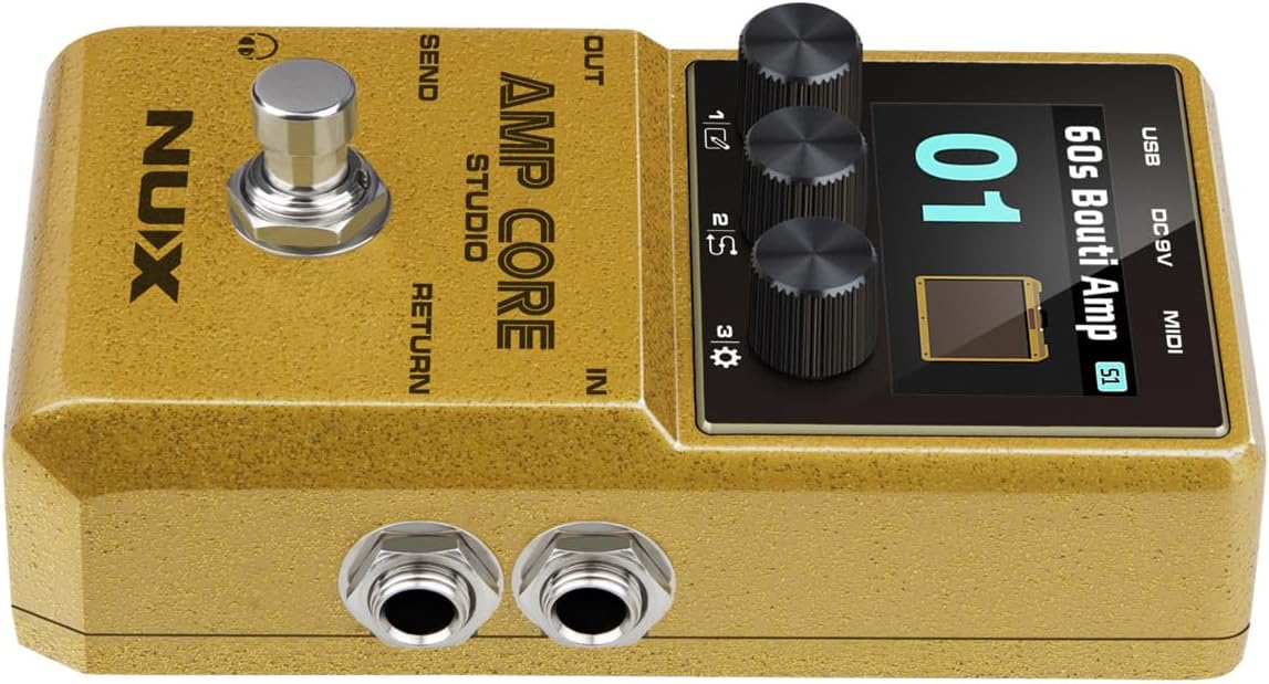 NUX Amp Core Studio Guiar Effect Pedal, IR CABINET with Classic Amp Sounds, 3 Scene Modes, HD Color LCD Screen, IR Pedal
