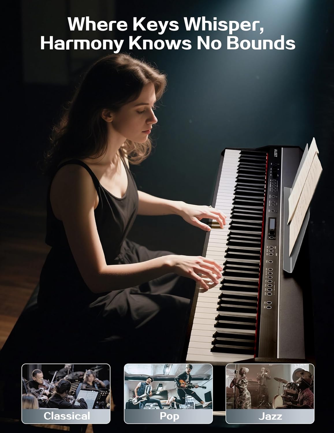 88-Key Digital Piano for Beginners, Professional Full Weighted Keyboard Electric Piano with Hammer Action, Dual Stereo, 3-Pedal, USB/MIDI Connectivity (B-02)