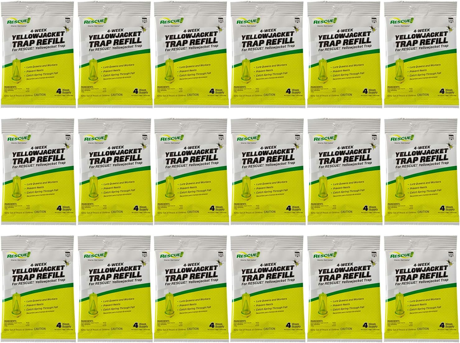 RESCUE! Yellowjacket Attractant – for RESCUE! Reusable Yellowjacket Traps – 4 Week Supply - 18 Pack