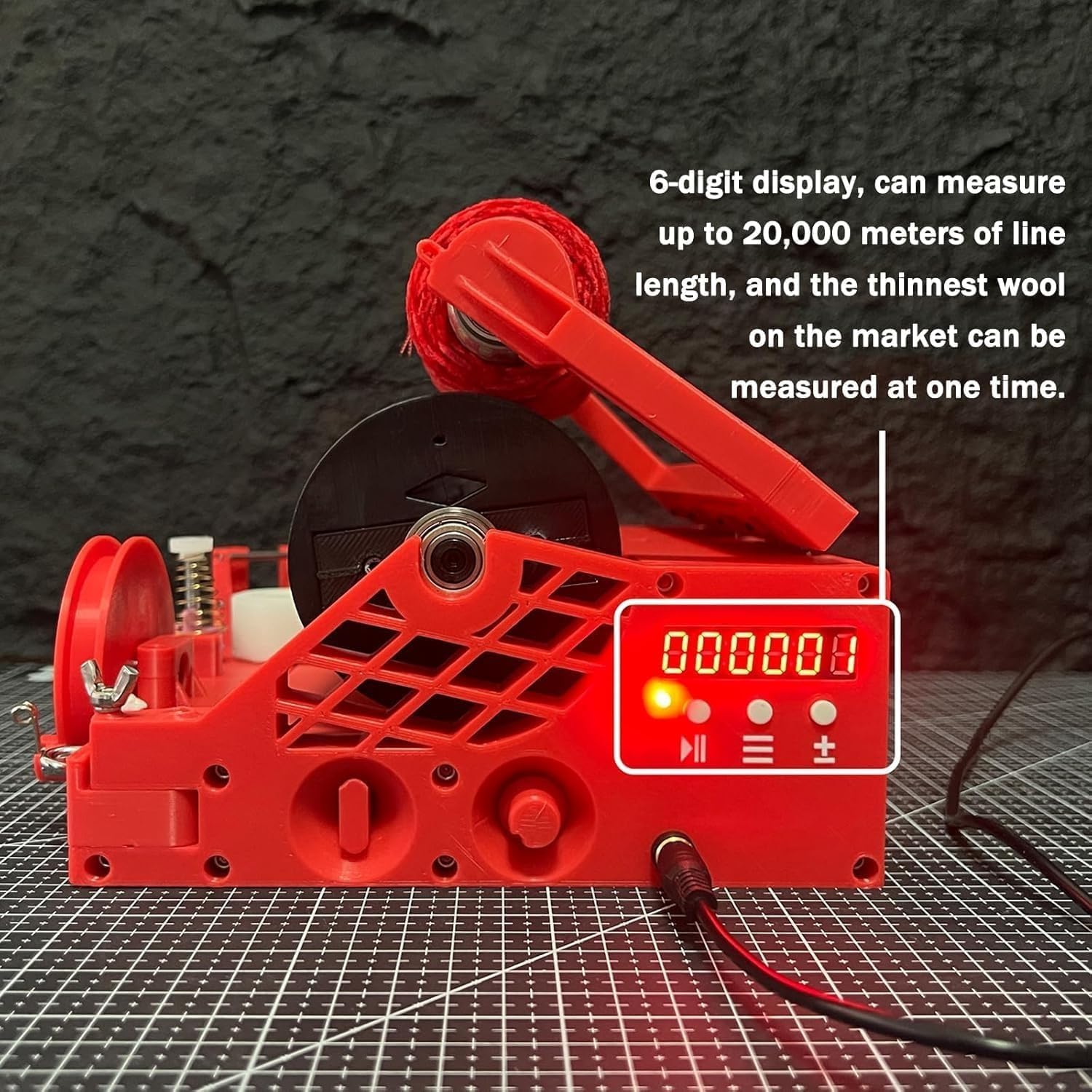Desktop Electric Yarn Spinner, Automatic Yarns Winding Machine,with Length Calculator, for Weaving, Blending, Roving (Red)