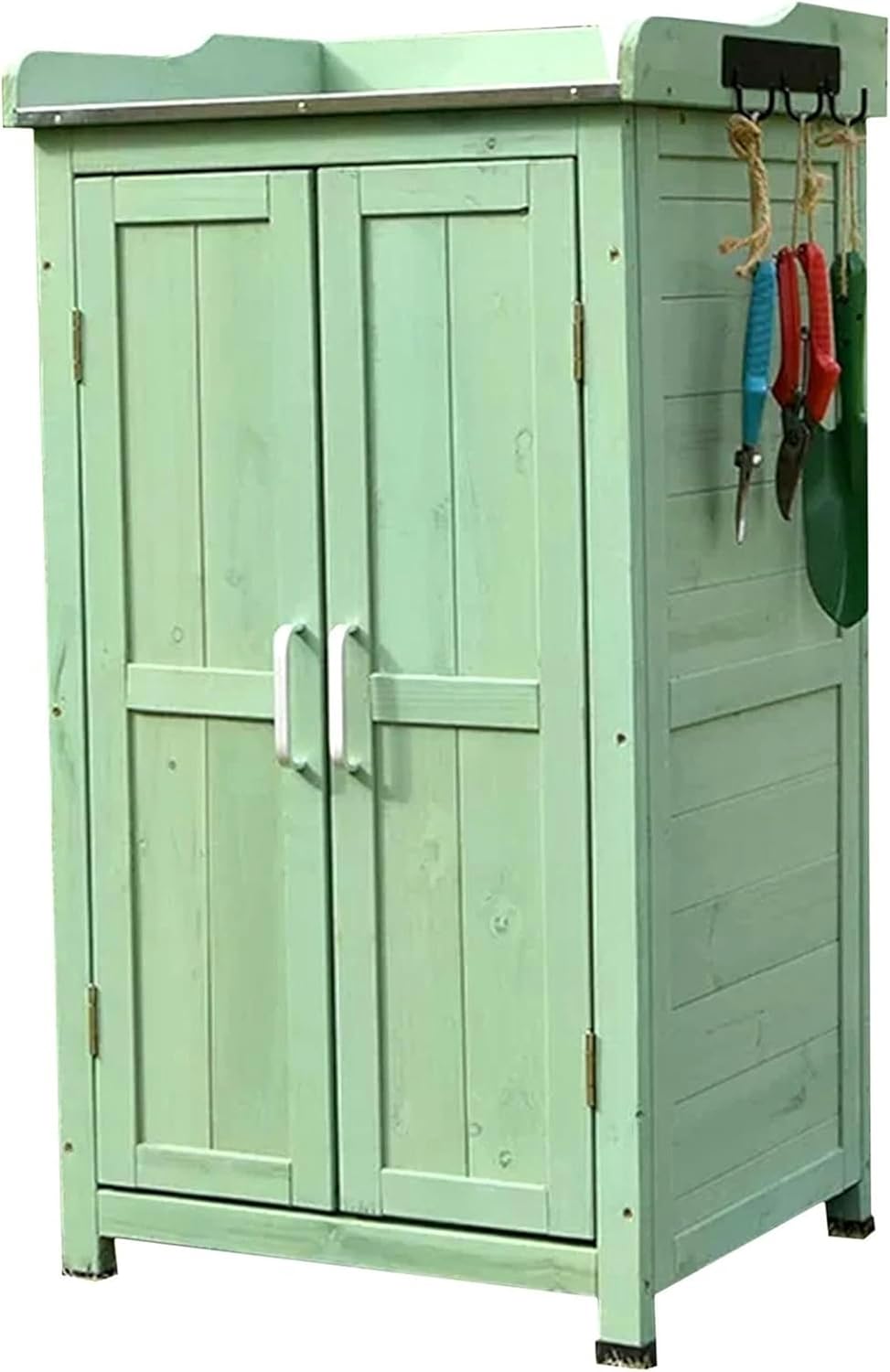 Waterproof Outdoor Garden Storage Cabinet, Wooden Backyard Tool Storage Shed, with Plastic Height Adjustable Feet, Small Garden House, for Patio (Size : B)