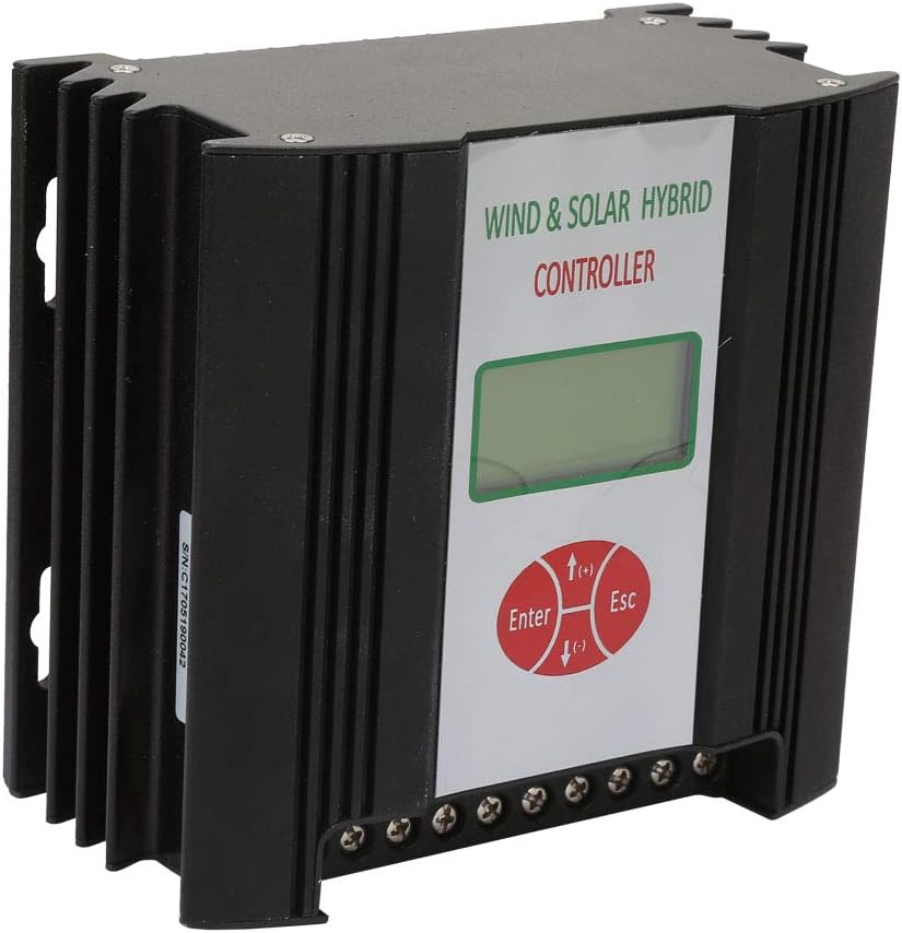 Eujgoov LCD Display Wind Solar Controller Hybrid Wind Charge Controller Solar Hybrid Charge Regulator 24V for Lighting System (Fan 600w Solar Energy 300w)