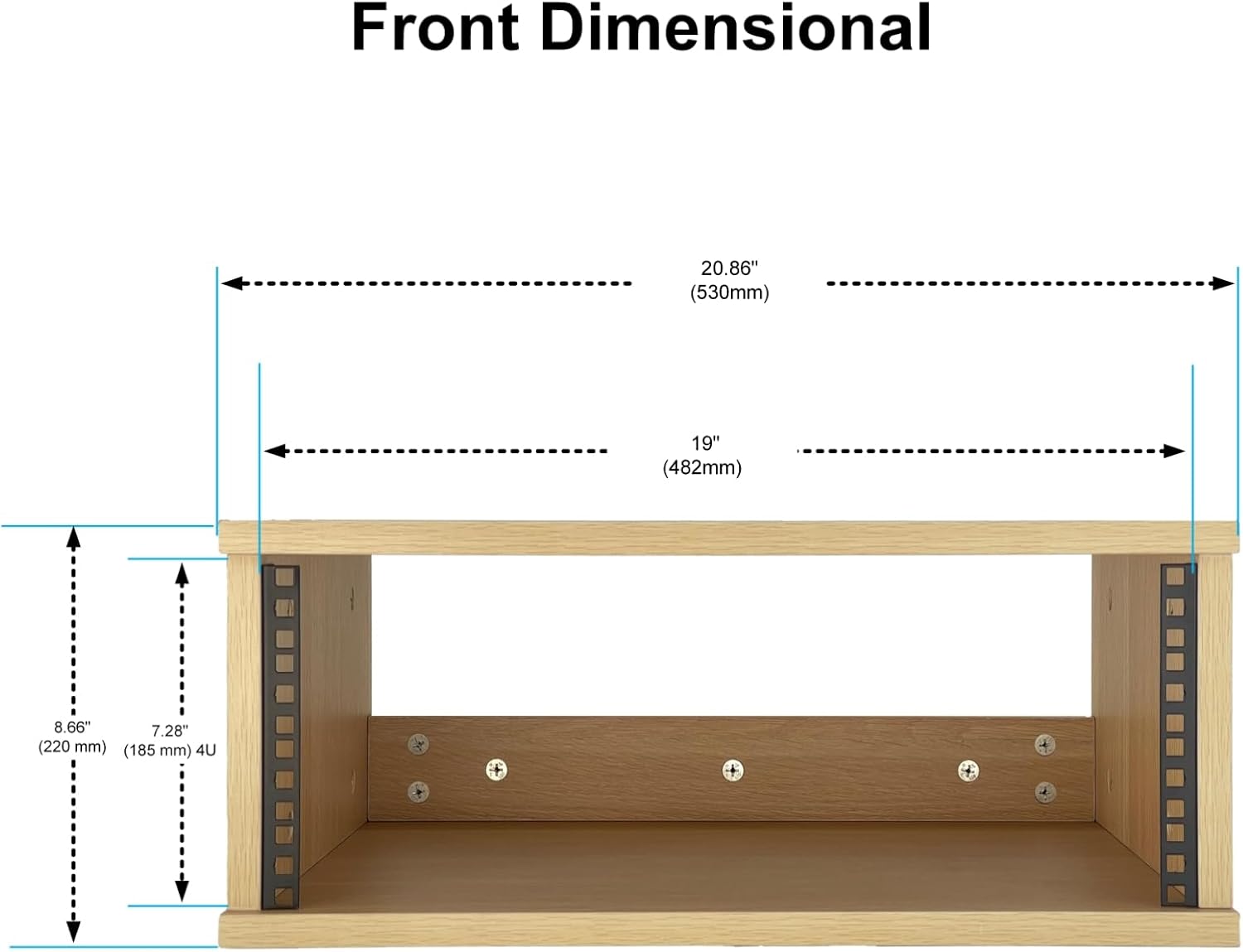 4U Wooden Desktop Studio Rack, Standard Rack for Equipment in Golden Oak Finish,The Perfect Solution for Keeping Your Studio Tidy and Organized