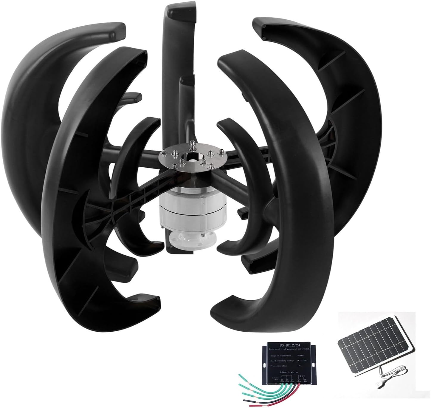 3KW 5 Blade Wind Turbine Kit 12v/24v Vertical Axis Wind Turbine Small Windmill with MPPT Controller