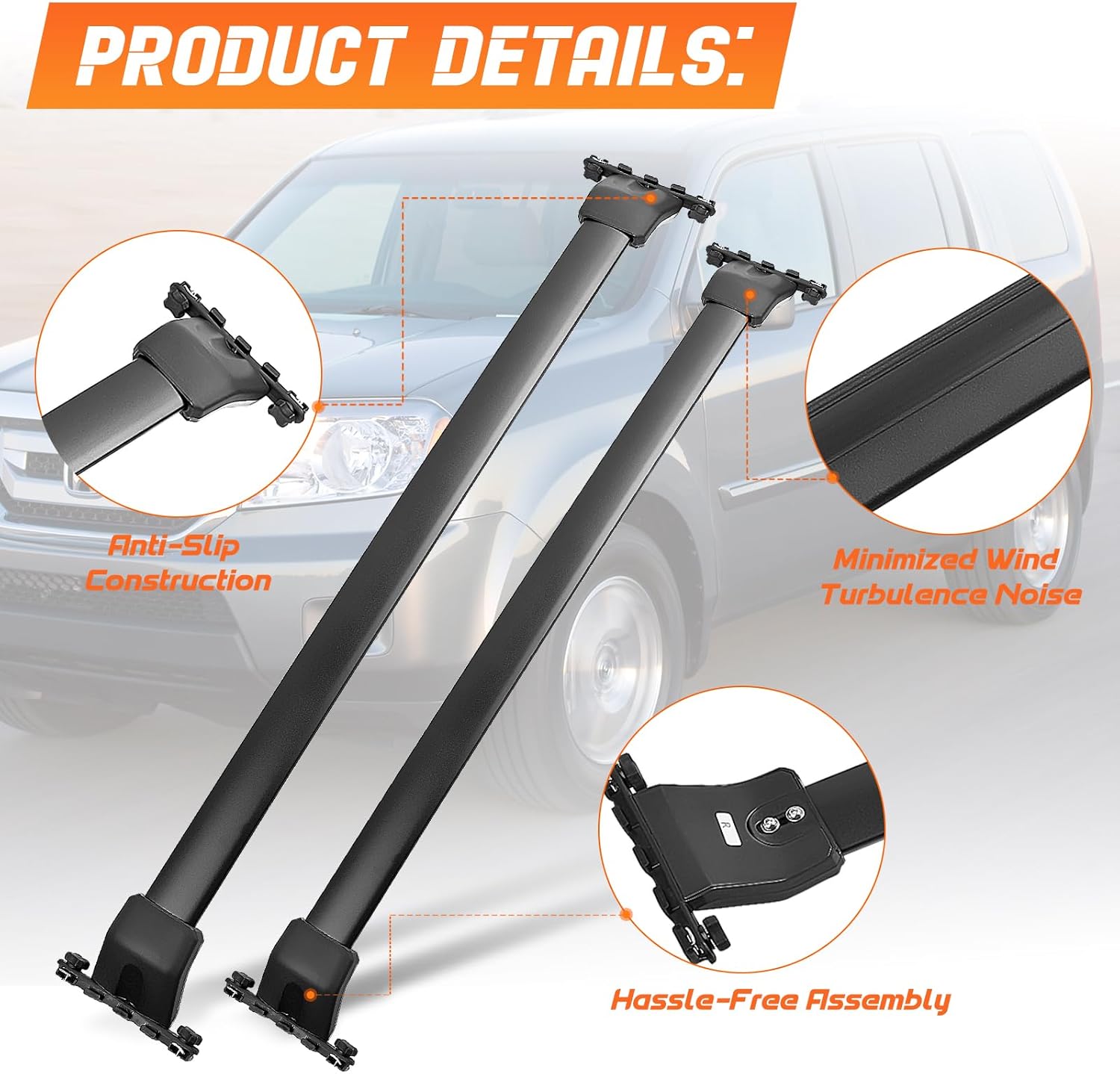 Roof Rack Cross Bars Luggage Carrier Fit for Honda Pilot 2009-2015, Capable of Supporting Up to 200 lbs/90 kg, Ideal for Roof Bags, Roof Boxes, Bike Racks, and Various Other Accessories.