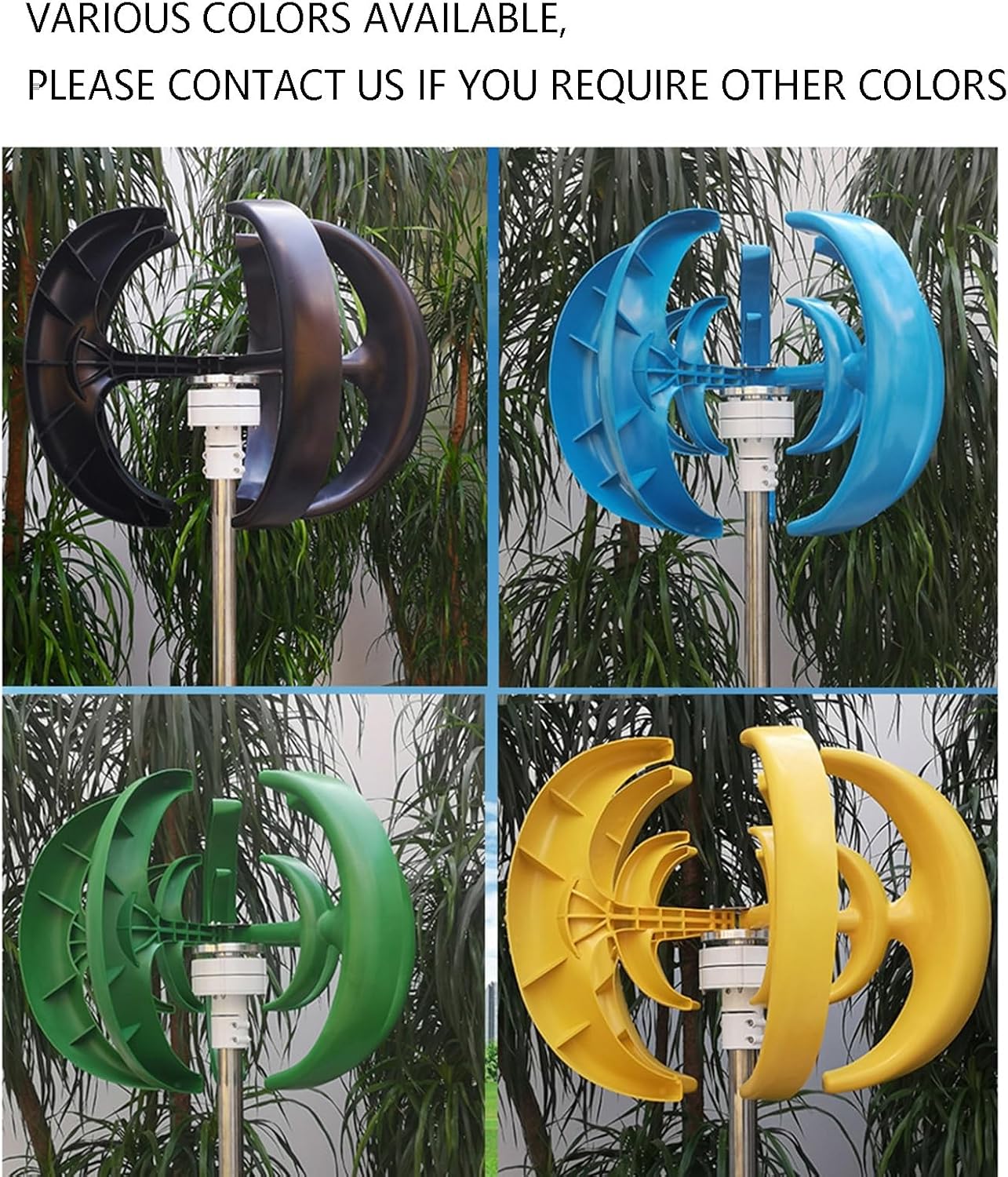 1200W 5-blade Mixed Color Vertical Axis Wind Turbine Kit With Controller DC12V/24V Home Outdoor Generator Wind And Solar Complementary Power Generation System ( Color : Multi-colored , Size : 24V )