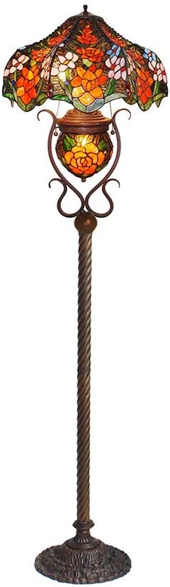 Floor Lamp Standing Lamp for Bedroom Standing Lamp Romantic Pastoral Style Stained Glass Floor Lamp 18 Inch Double LED Bulb for Living Room Bedside Bedroom (Color : B)