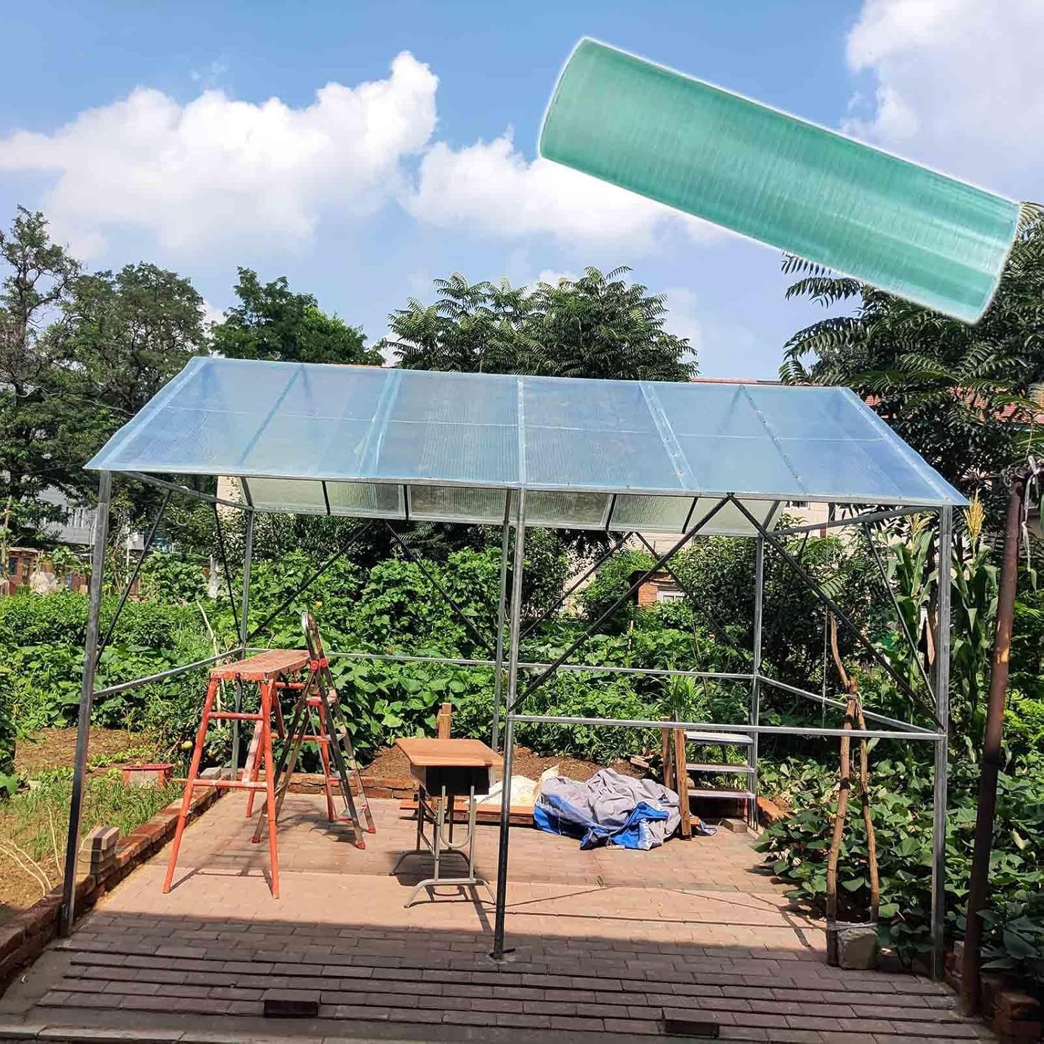 Replacement Polycarbonate Greenhouse Panels,Clear Roofing Sheets,0.8mm Glassfiber Sheet Roof Panels,Garden Canopy Carports Sunrooms Cold Framed Plastic Panels,Rainproof,with Screws,W×L-32×787in