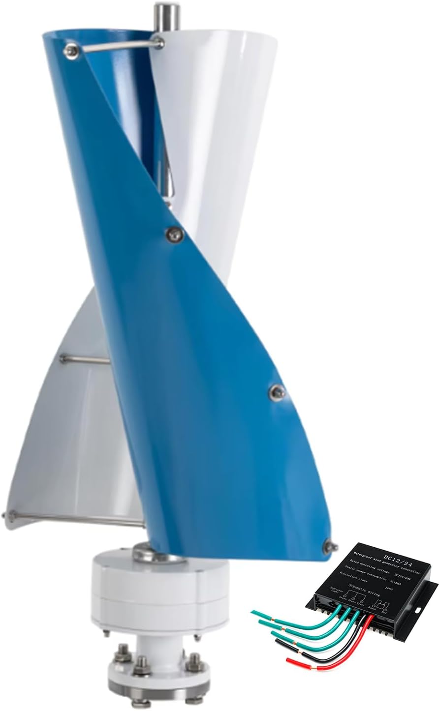 3000W 48V 24V 12V Windmill Wind Generat Kit W/Controller 3 Phase AC Permanent Magnet Generator Kit 2 Blades for Home,Street Lighting(Blue)