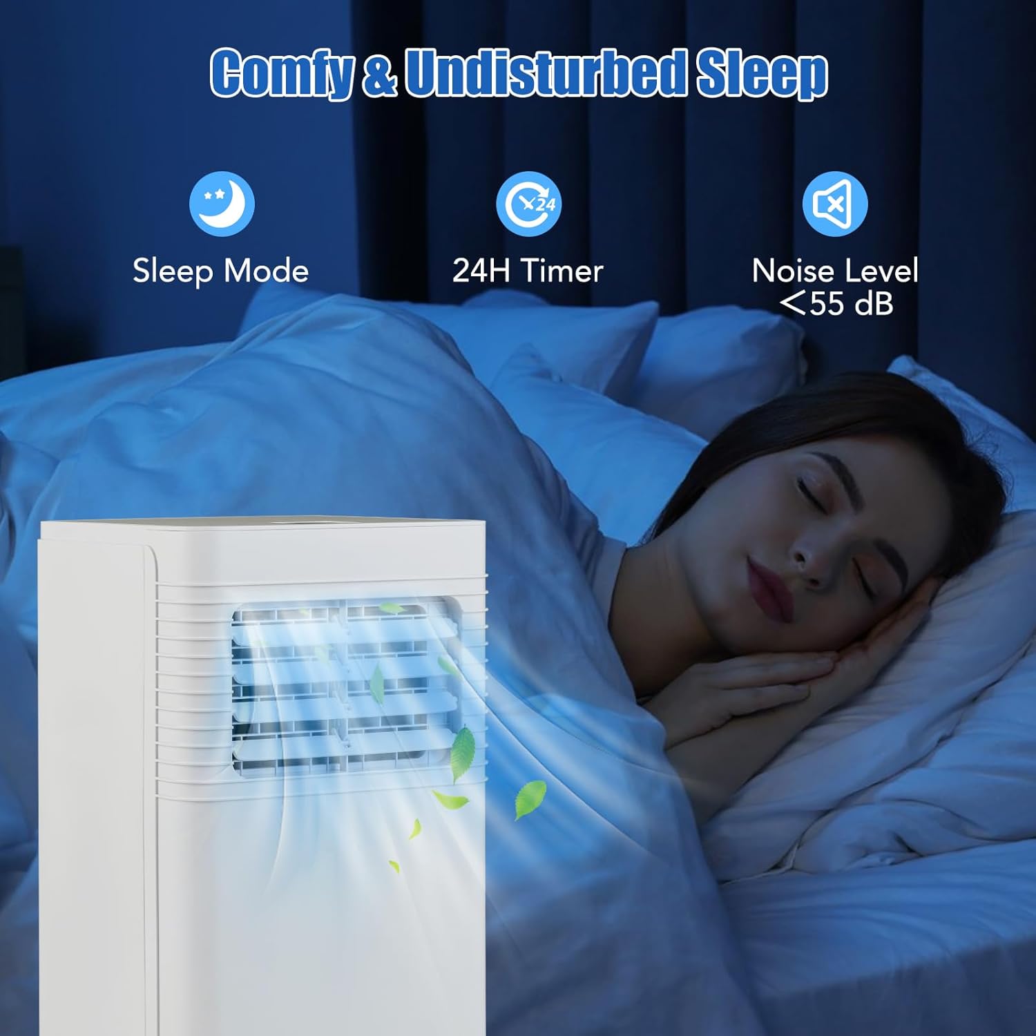 SIMOE Portable Air Conditioner, 8000BTU Portable AC for Cooling up to 250 Sq.Ft, 3 in 1 AC Unit with Fan & Dehumidifier Mode, Suitable for Bedroom, Sleep Mode & 24H Timer, Living Room