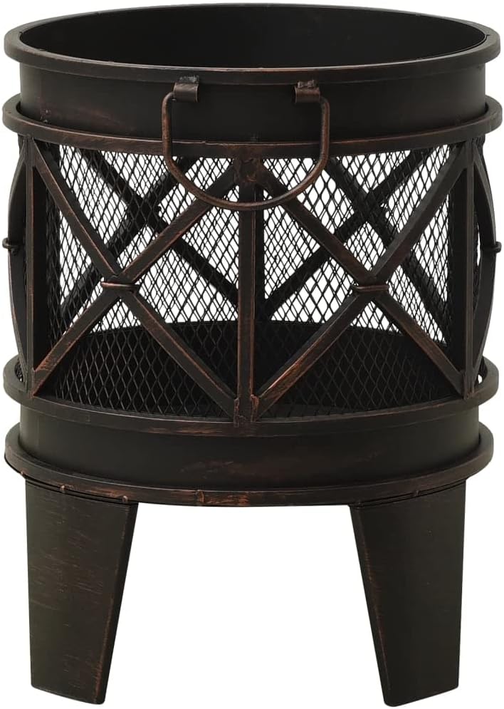 SKM Rustic Fire Pit with Poker Φ42x54 cm Steel
