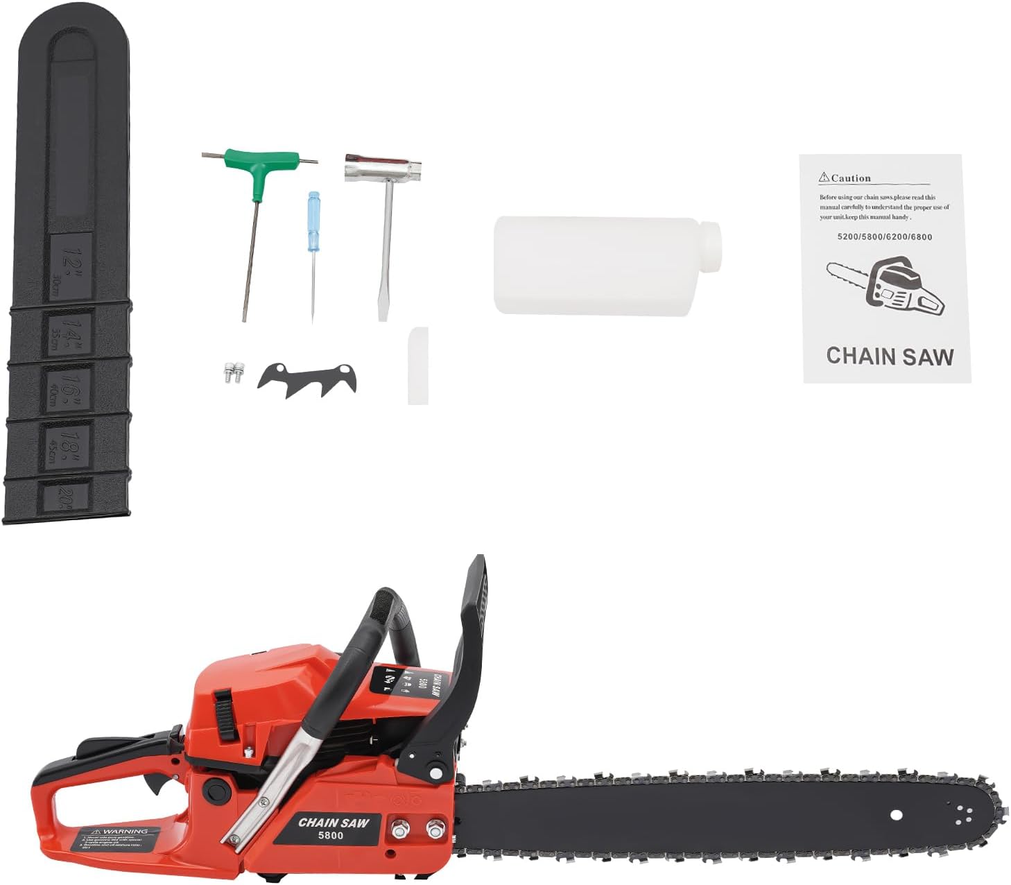 20 Inch Gas Chainsaws,2 Stroke Power Chain Saws,58CC Petrol Gasoline Chain Saw,Single Cylinder,Air-cooled,Hand Pull Start for Forest Harvesting,Cutting Wood,Pruning Branches Pruning Branches Gardening