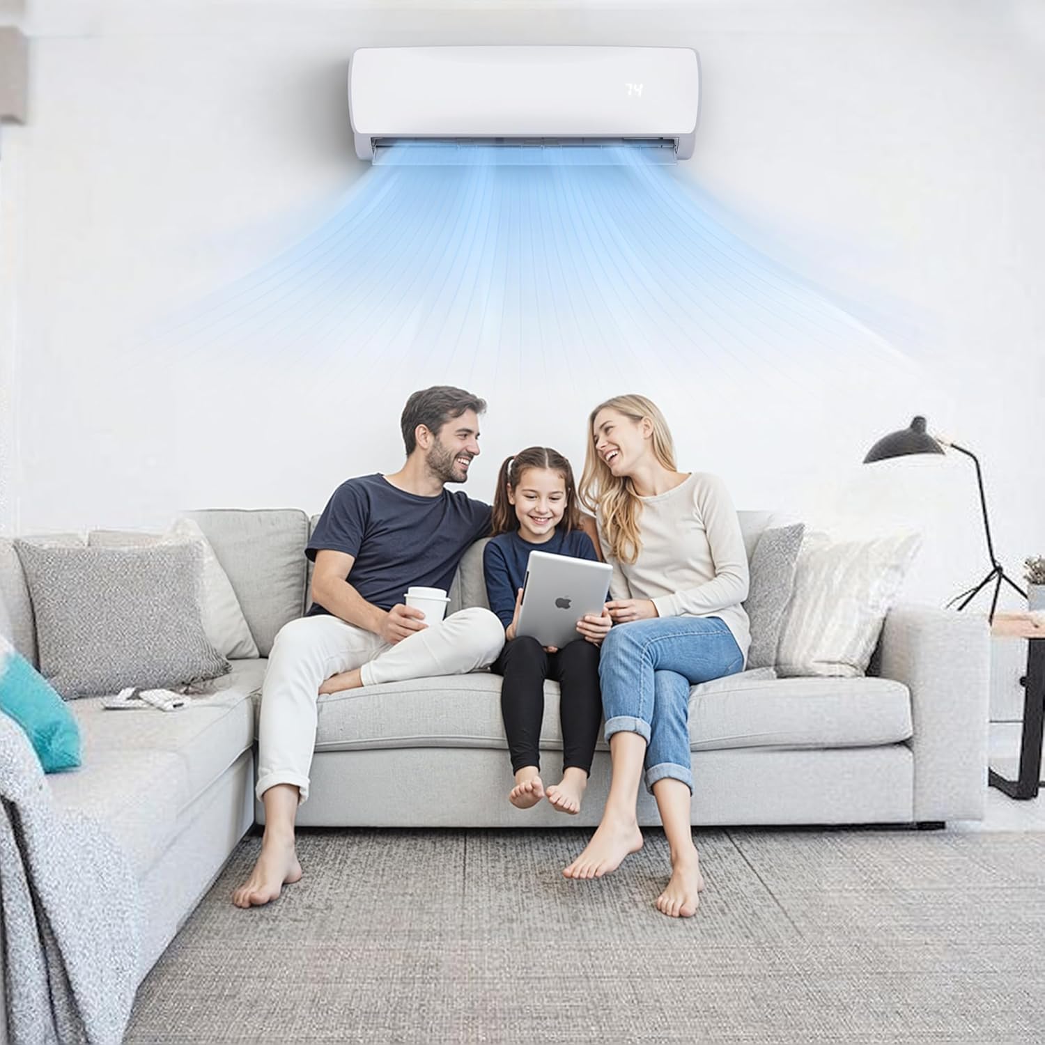 18000BTU Mini Split Air Conditioner Heat Pump, 19 SEER2 Inverter Compressor AC Unit Cools Rooms up to 1250 Sq. Ft, 230V Ductless Split AC with Pre-Charged Condenser & Installation Kit