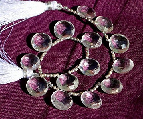 13 inch natural beads strand of 13x13mm faceted coin crystal quartz gemstone beads for DIY jewelry - necklace, bracelet, earring, ring.