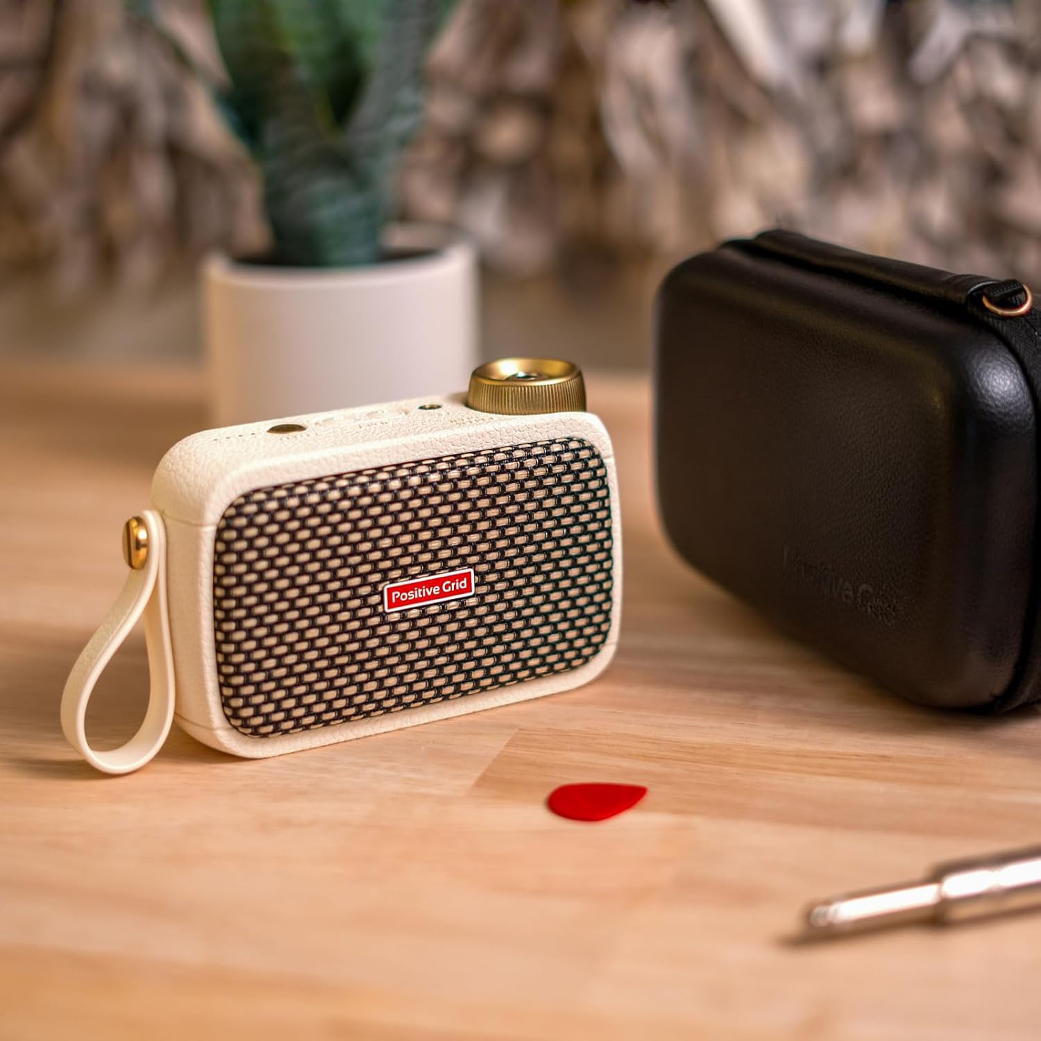 Positive Grid Spark GO Pearl + Carry Case Bundle – 5W Ultra-Portable Smart Guitar Amp & Bluetooth Speaker with Smart App for Electric Guitar, Acoustic or Bass